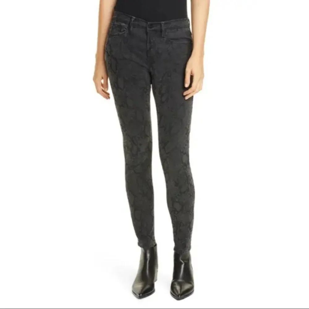 Frame Le Skinny de Jeanne Mid-Rise Crop Python Print Jeans Size 25